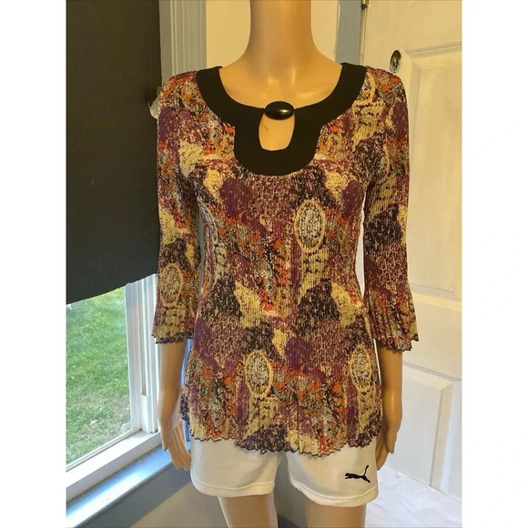 Y2K Blouse Top Bell Sleeves Stretch Romantic Fairycore Art To Wear Boho Lady M - Picture 8 of 11